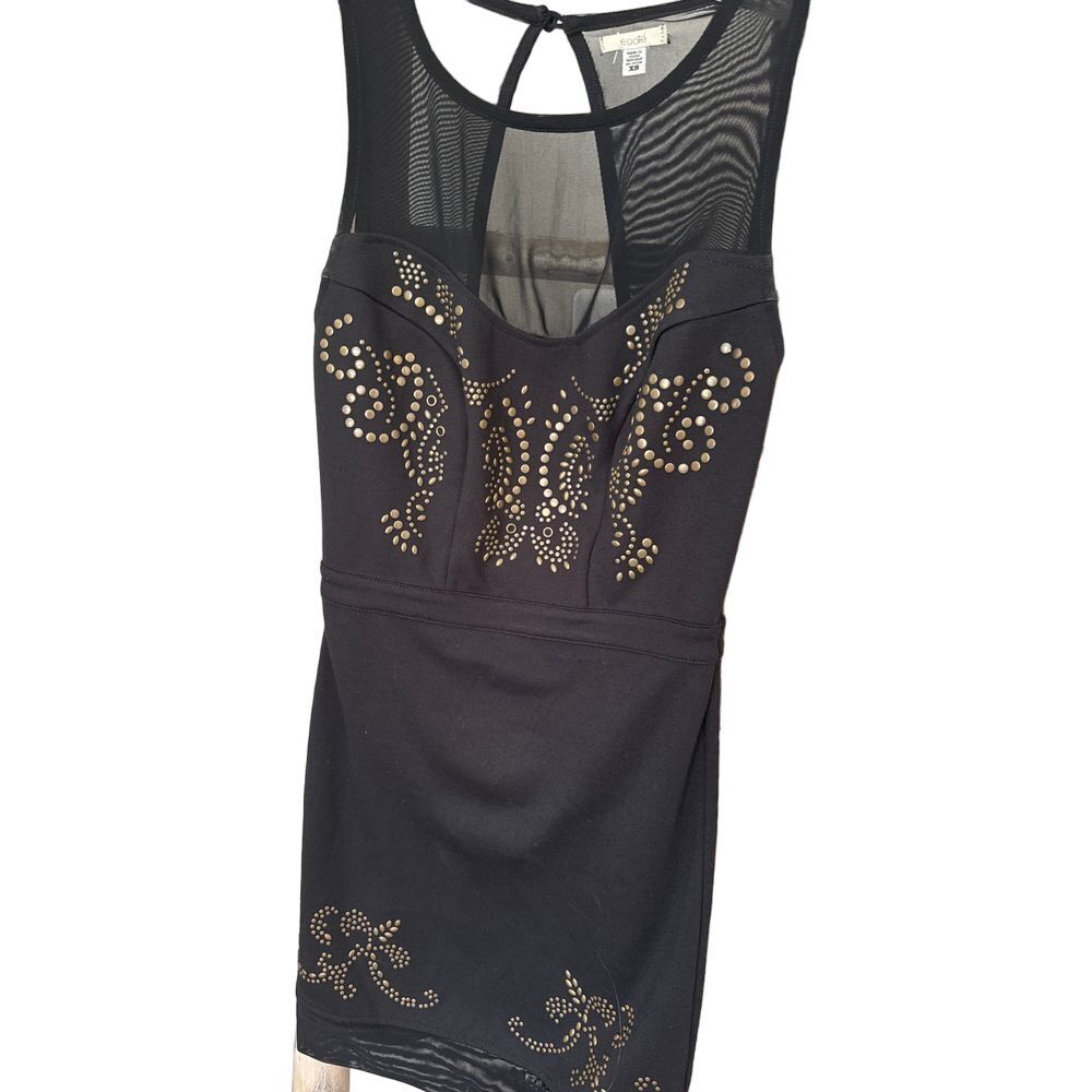 Women's Ecote Black lace, gold, studded‎ sleeveless mini dress size XS